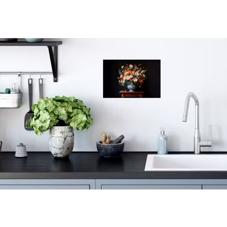 Boeket - Roze - Bloemen - Vaas Muursticker klein -keuken