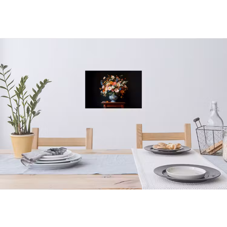 Boeket - Roze - Bloemen - Vaas Muursticker klein -eettafel
