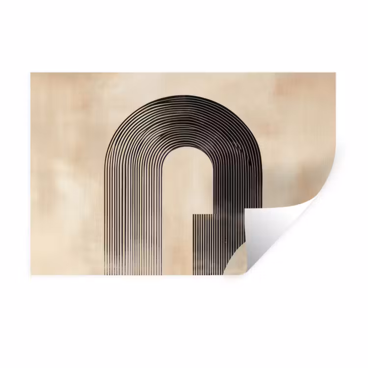 Boog - Strepen - Minimalistisch - Zwart Muursticker klein -3d