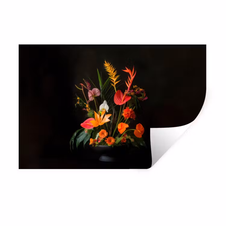 Schaal - Boeket - Bloemen Muursticker klein -3d