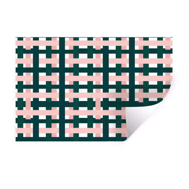 Vlechtpatroon - Groen - Roze - Grafisch Muursticker klein 286 -3d