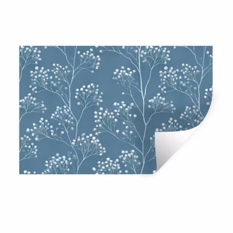 Takken - Bessen - Patroon - Lichtblauw Muursticker klein 286 -3d