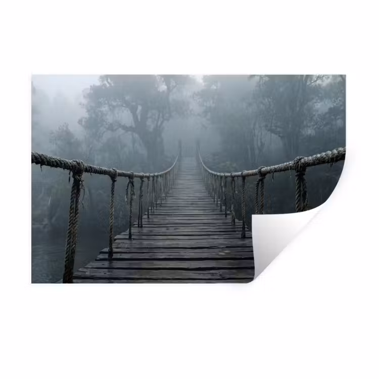 Brug - Jungle - Mist - Natuur Muursticker klein -3d
