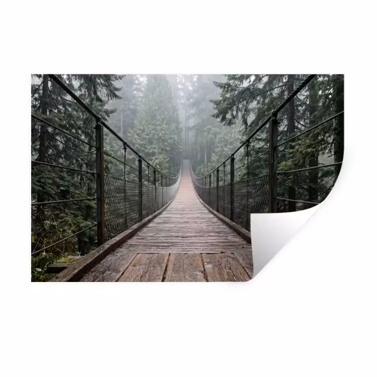 Brug - Bos - Mist - Natuur Muursticker klein -3d
