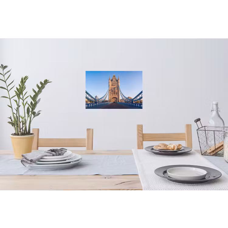Brug - Toren - Architectuur - Klassiek - Blauw Muursticker klein -eettafel