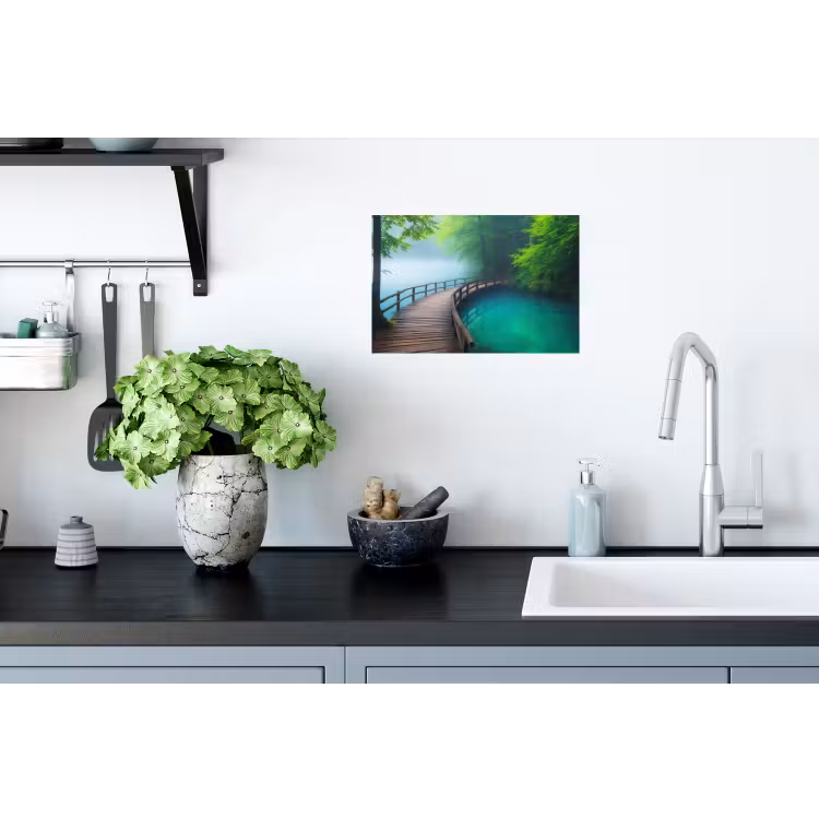 Brug - Water - Rivier - Bos Muursticker klein -keuken