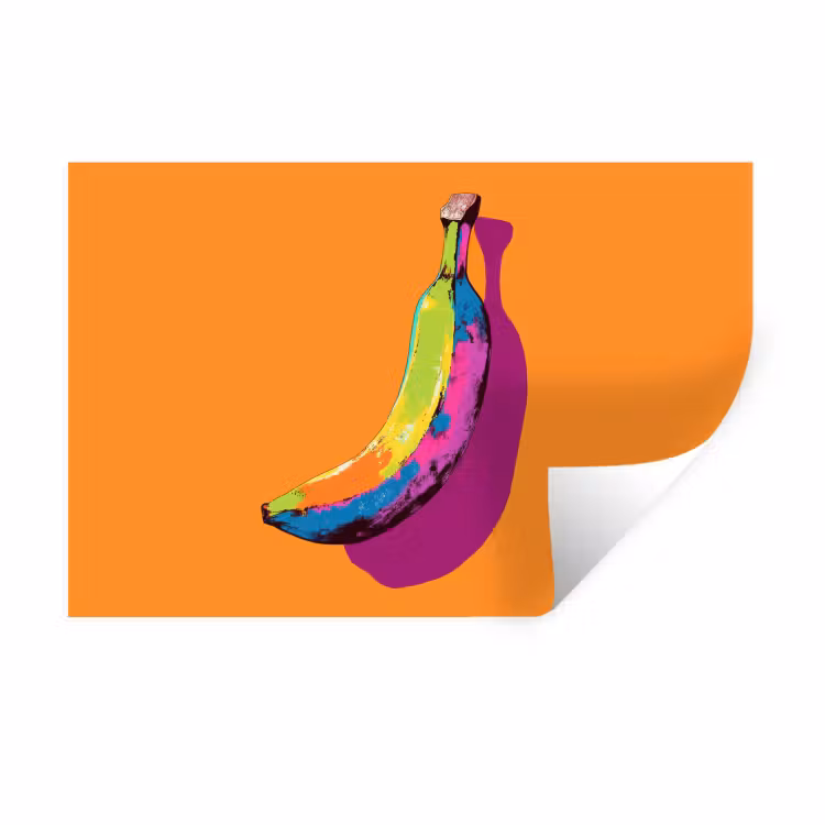 Felle kleuren - Banaan - popart Muursticker klein -3d