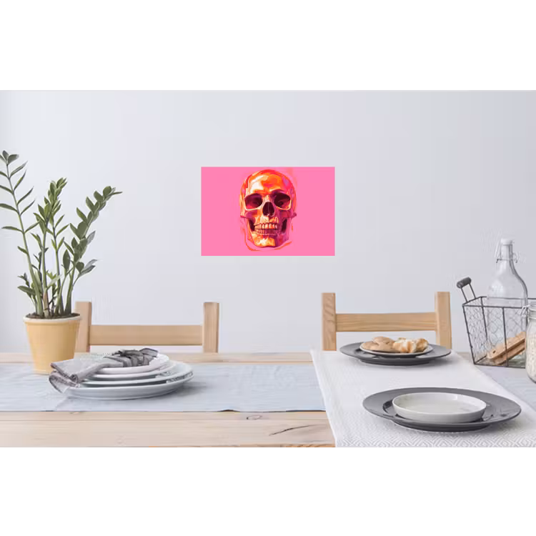 Felroze - Tanden - Schedel Muursticker klein -eettafel