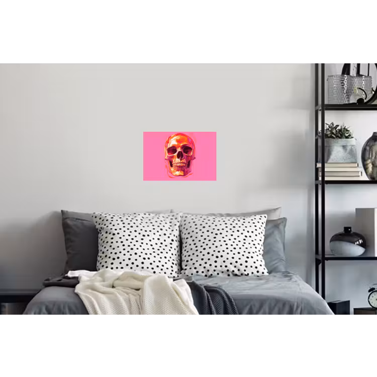 Felroze - Tanden - Schedel Muursticker klein -slaapkamer