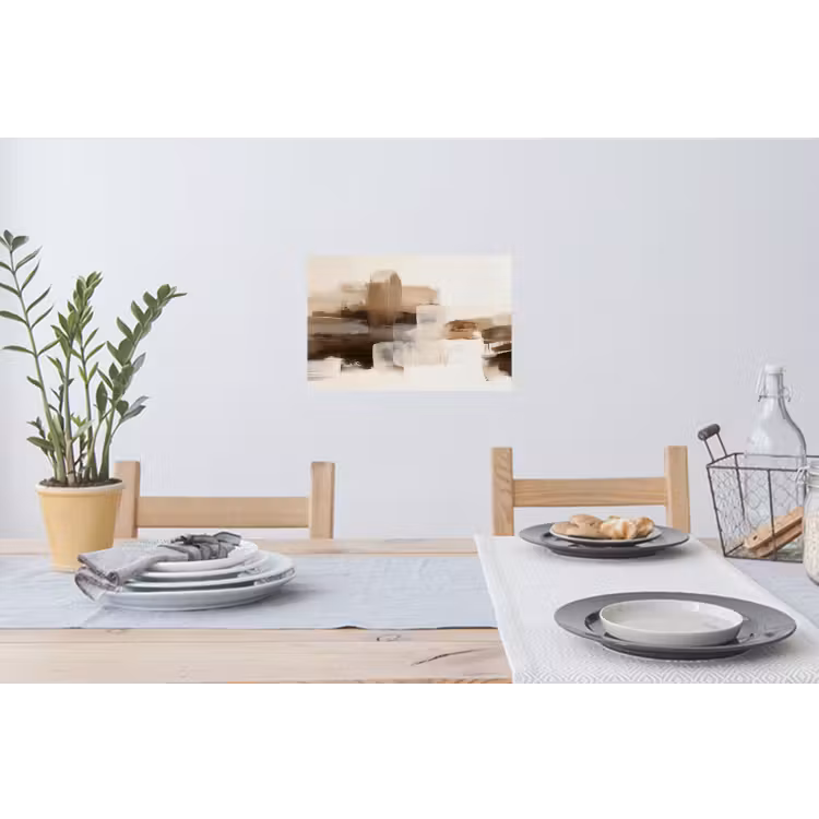 Penseelstreken - Abstract landschap - Rust Muursticker klein -eettafel
