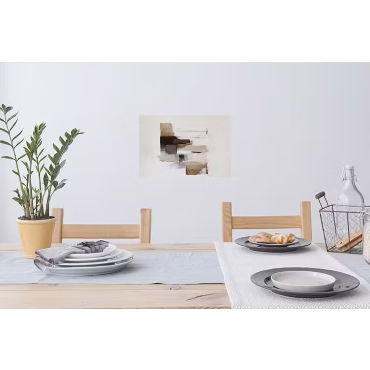 Penseelstreken - Balans - Beige - Bruin Muursticker klein -eettafel