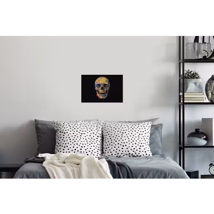 Penseelstreken - Schedel - Kleurrijk - Abstract Muursticker klein -slaapkamer