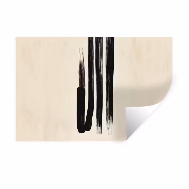 Penseelstreken - Verticaal - Zwart Muursticker klein -3d