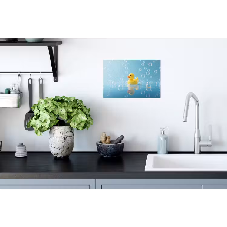 Bubbels - Badeend - Geel Muursticker klein -keuken
