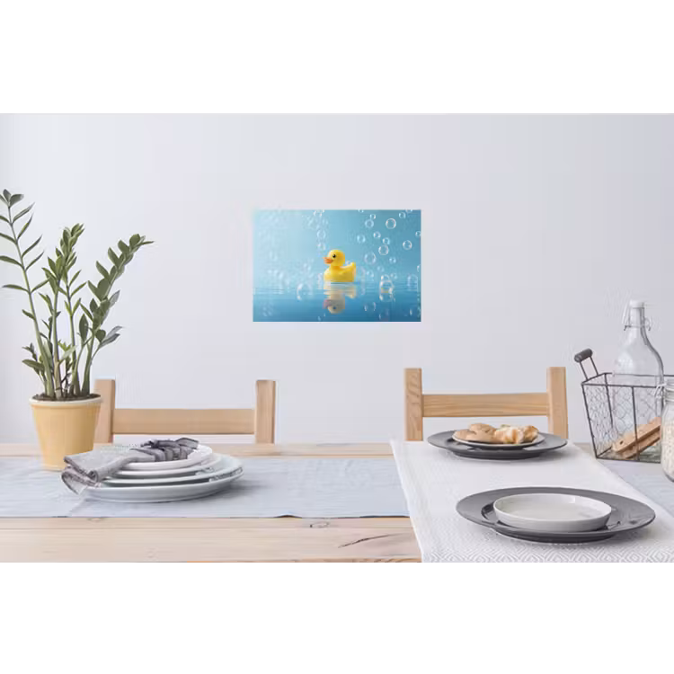 Bubbels - Badeend - Geel Muursticker klein -eettafel