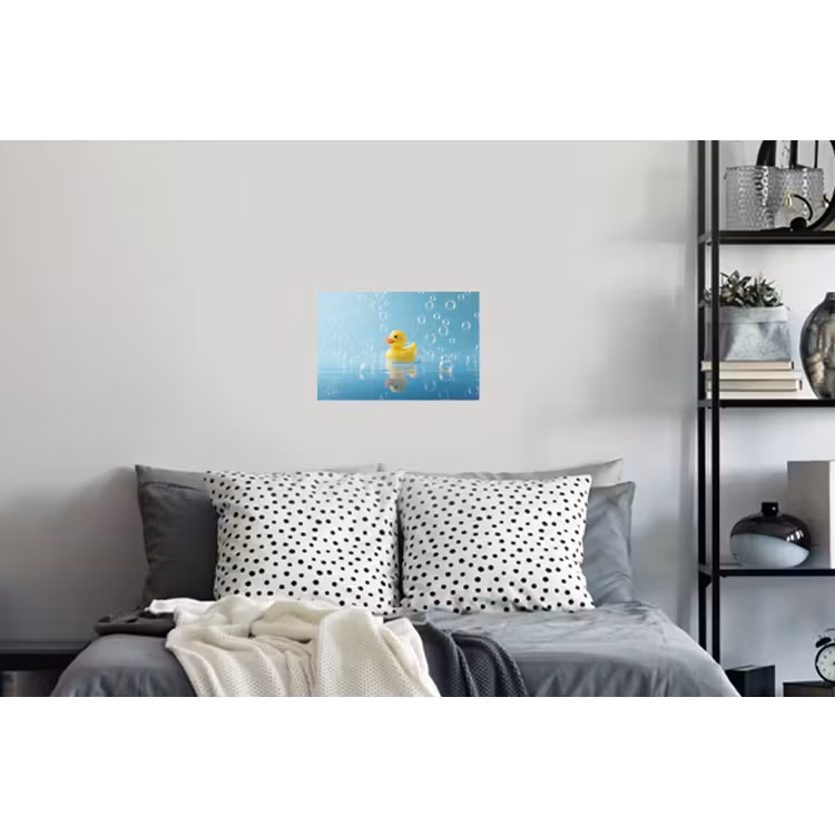 Bubbels - Badeend - Geel Muursticker klein -slaapkamer