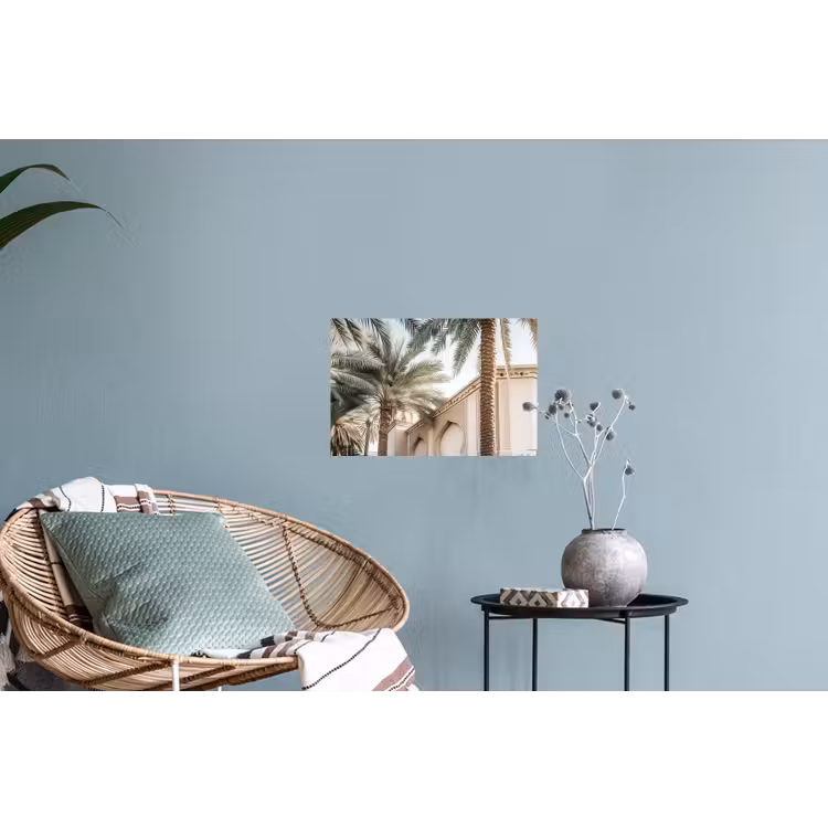 Gebouw - Palmbomen - Beige - Zon Muursticker klein -plant