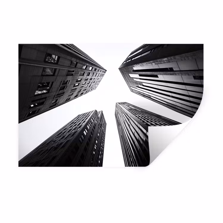 Gebouwen - Lucht - Zwart Muursticker klein -3d