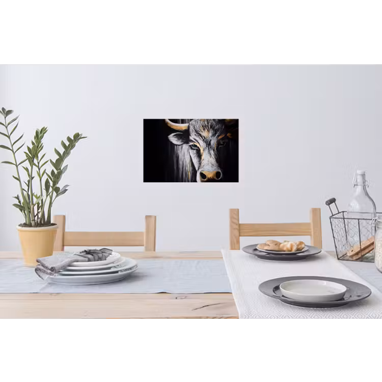 Stier - Hoorns - Snuit - Goud Muursticker klein -eettafel