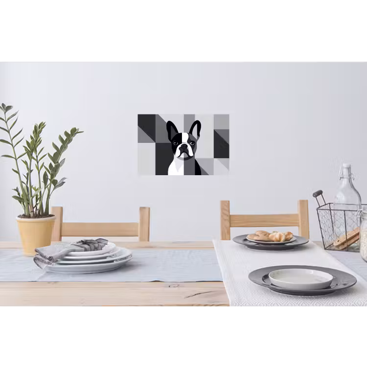 Buldog - Zwart - Abstract - Vlakken Muursticker klein -eettafel