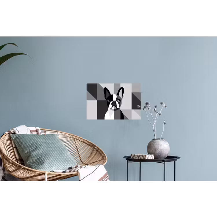 Buldog - Zwart - Abstract - Vlakken Muursticker klein -plant
