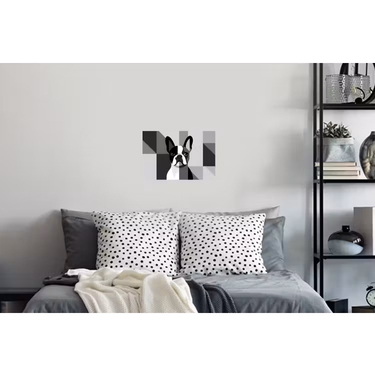 Buldog - Zwart - Abstract - Vlakken Muursticker klein -slaapkamer