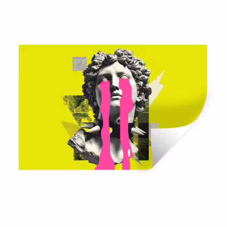 Buste - Verf - Geel Muursticker klein -3d