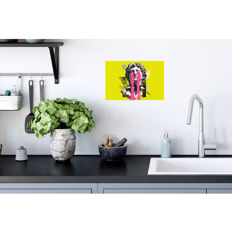 Buste - Verf - Geel Muursticker klein -keuken