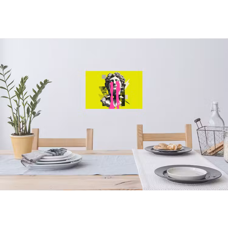 Buste - Verf - Geel Muursticker klein -eettafel