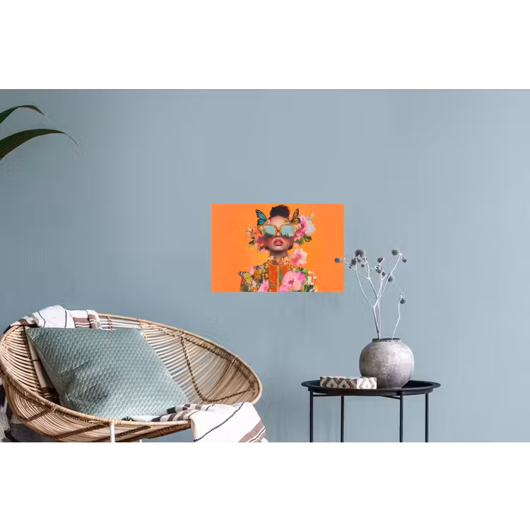 Vlinders - Vrouw - Zonnebril - Kleurrijk Muursticker klein -plant