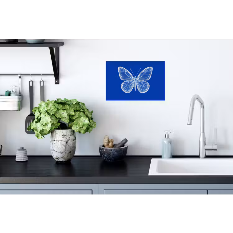 Vlinder - Wit - Getekend - Stippen Muursticker klein -keuken