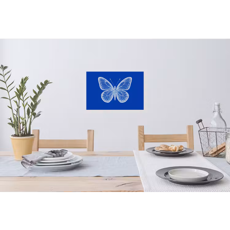 Vlinder - Wit - Getekend - Stippen Muursticker klein -eettafel