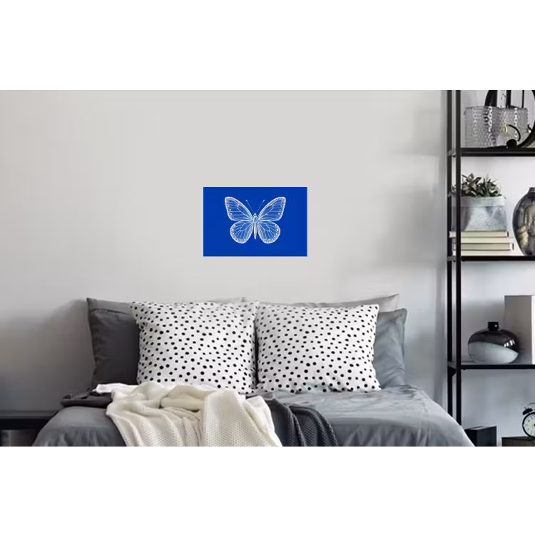 Vlinder - Wit - Getekend - Stippen Muursticker klein -slaapkamer