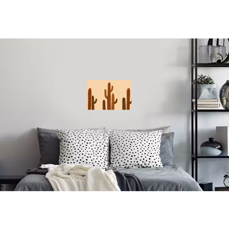 Cactus - Woestijn - Zand - Bruin Muursticker klein -slaapkamer