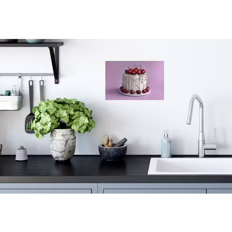 Taart - Kersen - Juwelen - Rood Muursticker klein -keuken