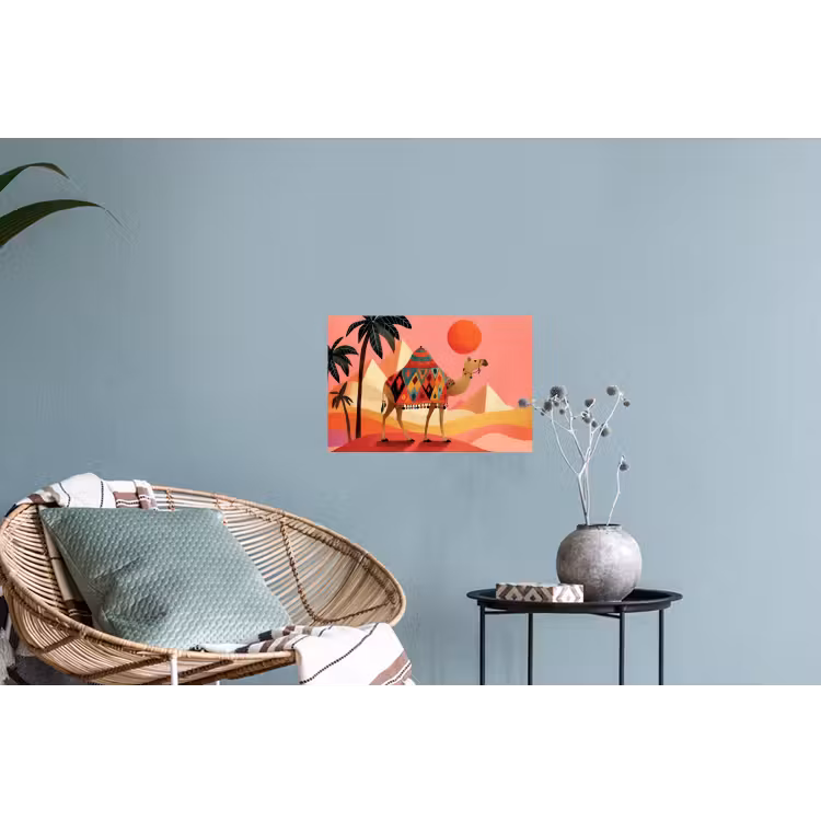 Kameel - Pyramides - Rode zon Muursticker klein -plant