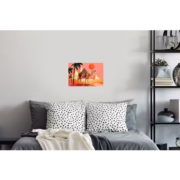 Kameel - Pyramides - Rode zon Muursticker klein -slaapkamer