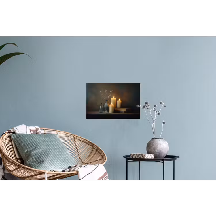 Kaarsen - Stilleven - Rustiek - Boeken Muursticker klein -plant