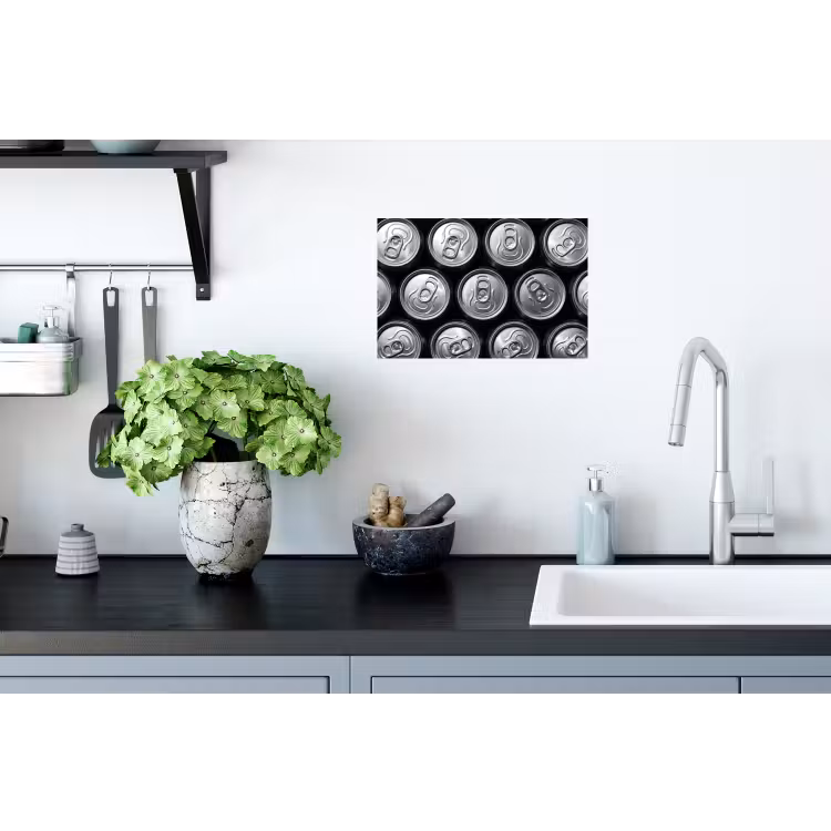Blikjes - Aluminium - Patroon - Industrieel - Zilver Muursticker klein -keuken