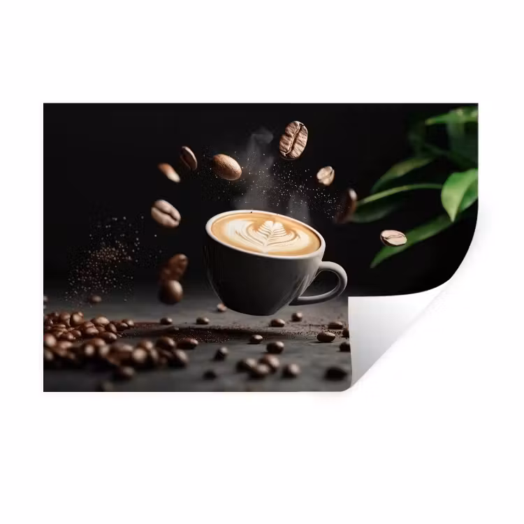Cappuccino - Kop - Bonen - Bruin Muursticker klein -3d