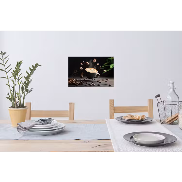Cappuccino - Kop - Bonen - Bruin Muursticker klein -eettafel