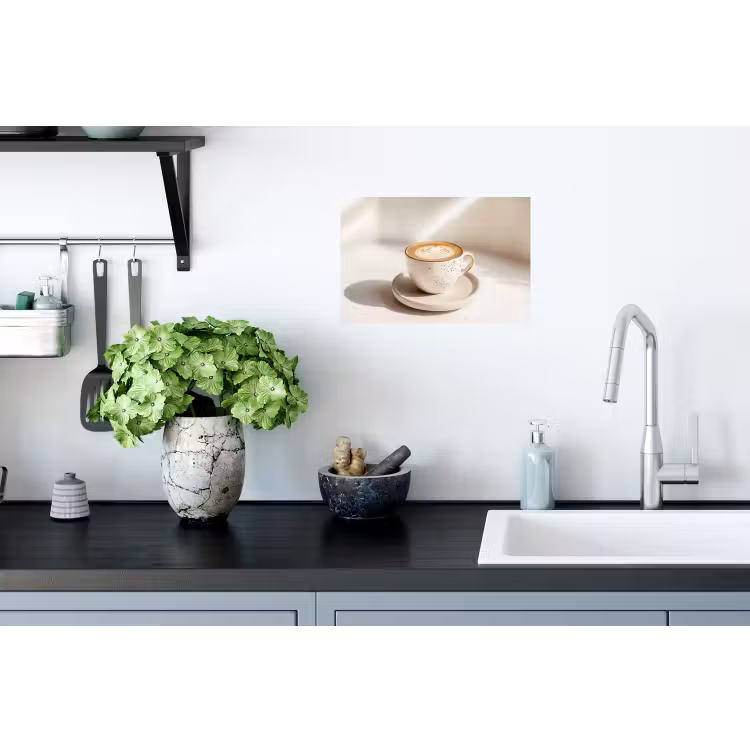 Cappuccino - Schuim - Schotel - Beige Muursticker klein -keuken
