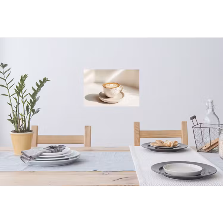 Cappuccino - Schuim - Schotel - Beige Muursticker klein -eettafel