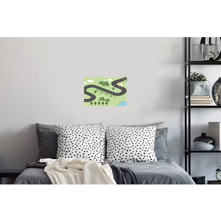 Auto - Bergweg - Natuur - Illustratie Muursticker klein -slaapkamer