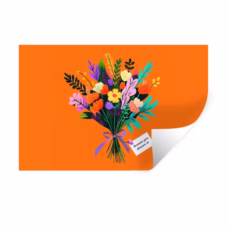 Kaartje - Boeket - Bloemen Muursticker klein -3d