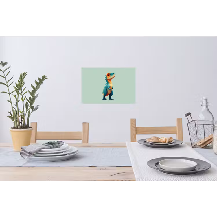 Cartoon - Dino - Oranje - Stekels Muursticker klein -eettafel