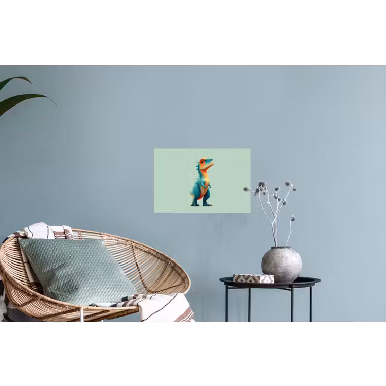 Cartoon - Dino - Oranje - Stekels Muursticker klein -plant