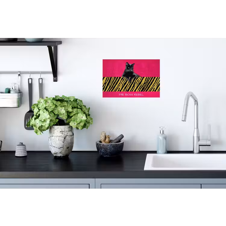 Kat - Baas - Roze - Tijgerprint Muursticker klein -keuken