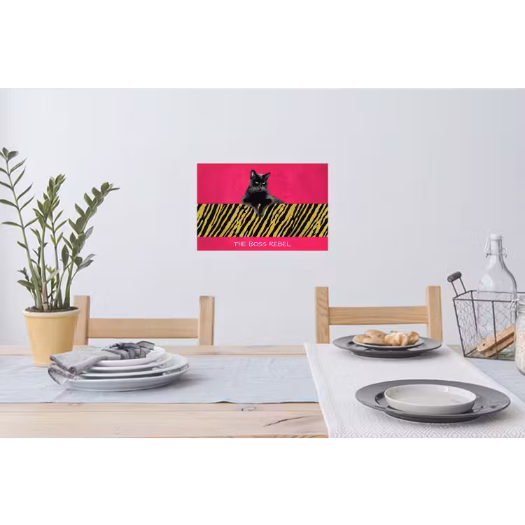 Kat - Baas - Roze - Tijgerprint Muursticker klein -eettafel