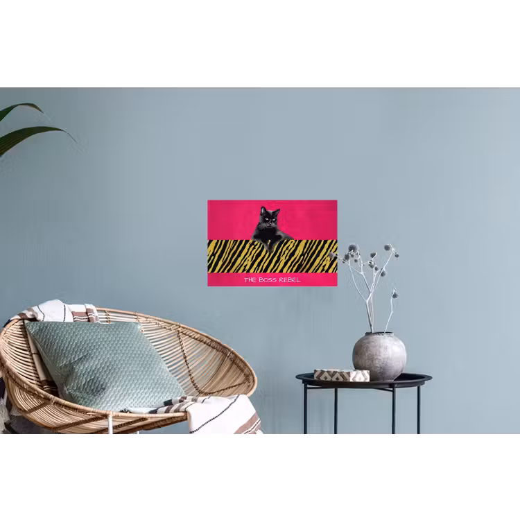 Kat - Baas - Roze - Tijgerprint Muursticker klein -plant